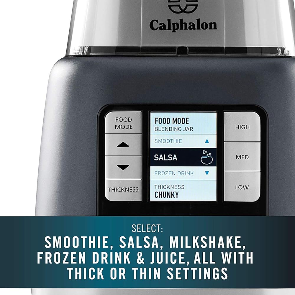 Calphalon Blender, 24-Oz Portable Blend-n-Go Smoothie Cup, ActiveSense 1200-Watt Motor, Dark Stainless Steel: Home & Kitchen