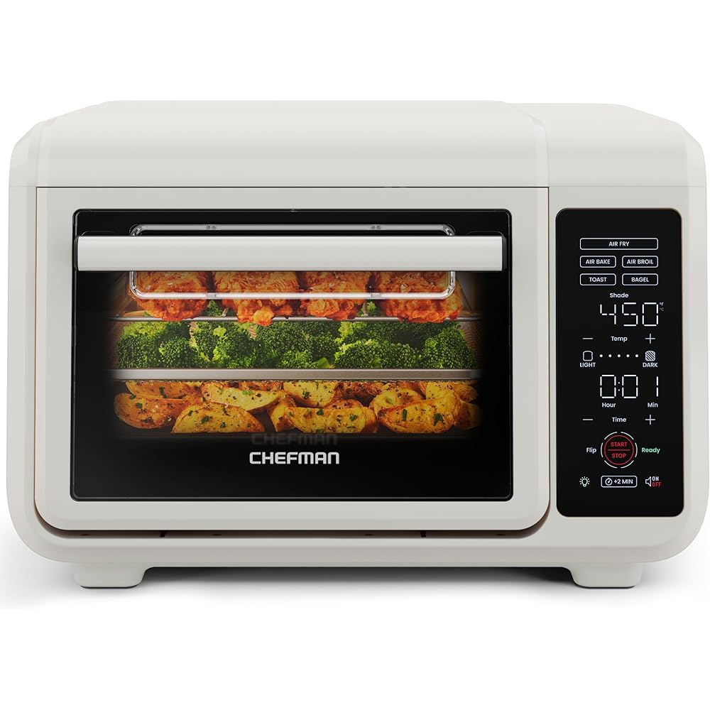 Chefman Air Fryer Toaster Oven Combo, 15 Qt. Countertop Oven for Quick & Healthy Meals, Bake, Broil, Air Fry, Toast, and Bagel Functions, 450°F Max Temp, 4 Slice Toaster Oven Air Fryer Combo – White : Home & Kitchen