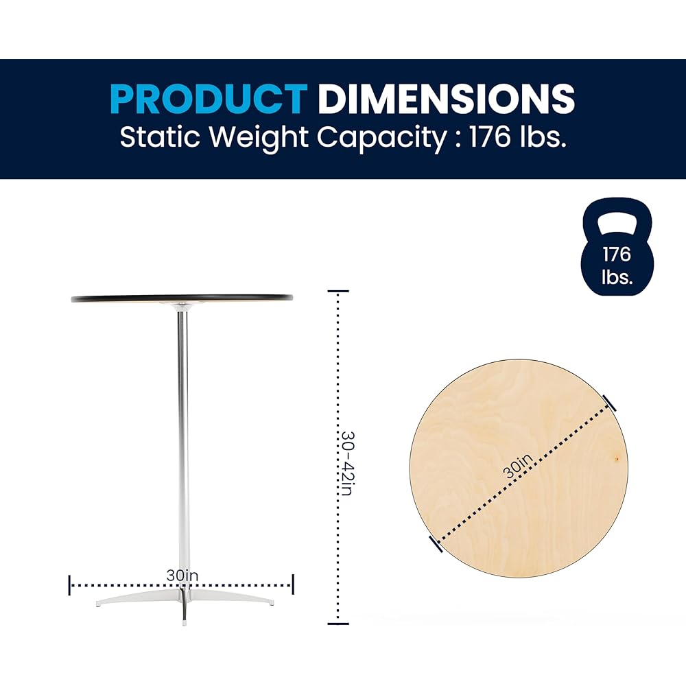 Flash Furniture Lars 30'' Round Wood Cocktail Table with 30'' and 42'' Columns, Adjustable Wood Bar Height Table for Events or Home Use, Natural : Flash Furniture: Home & Kitchen