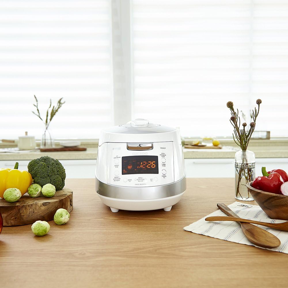 CUCKOO CRP-HS0657FW 6-Cup (Uncooked) / 12-Cup (Cooked) Induction Heating Pressure Rice Cooker with Nonstick Inner Pot, 16 Menu Modes, Safe Steam Release, Korean Voice Guide, Auto Clean (White/Silver): Home & Kitchen