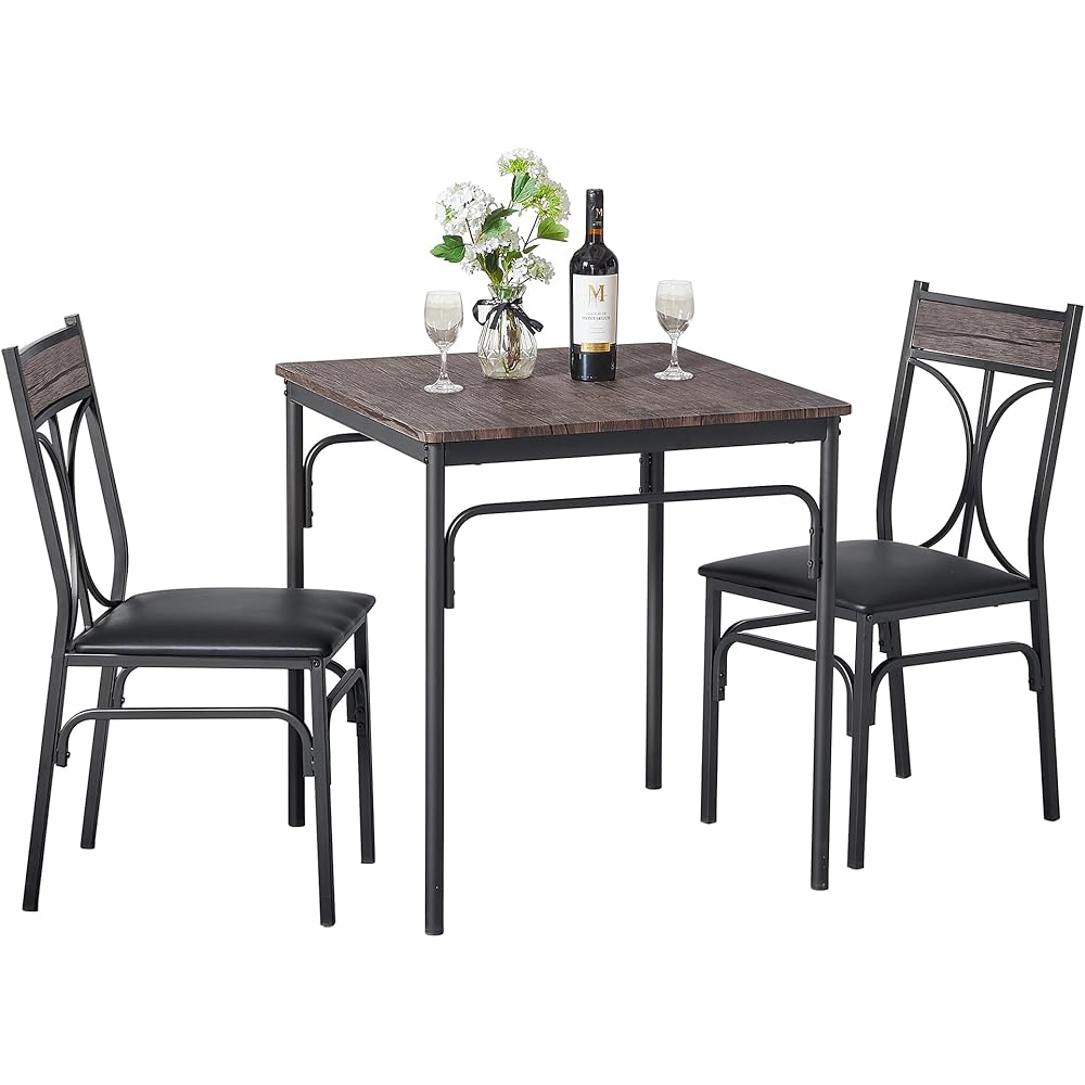 - VECELO Kitchen Dining Room Table Set with 2 Chairs for Small Space, Apartment,Metal Steel Frame - Table & Chair Sets