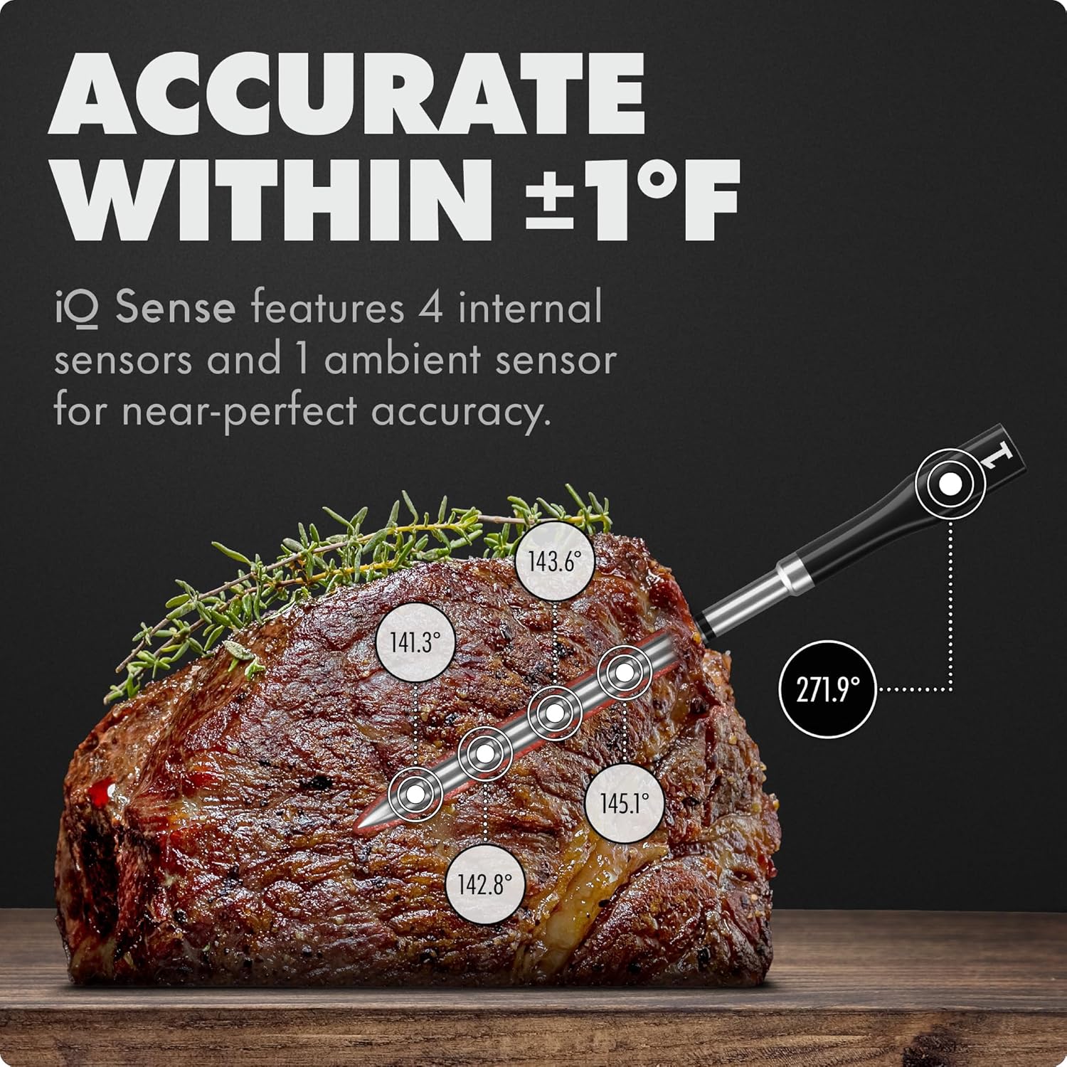 CHEF iQ Sense [2025 Model] | Smart Wireless Meat Thermometer | 3 Ultra-Thin Probes | WiFi Unlimited Range | 1000°F Heat Safe | 5 Sensors | BBQ, Grill, Oven, Smoker, Air Fryer | Gen3: Home & Kitchen