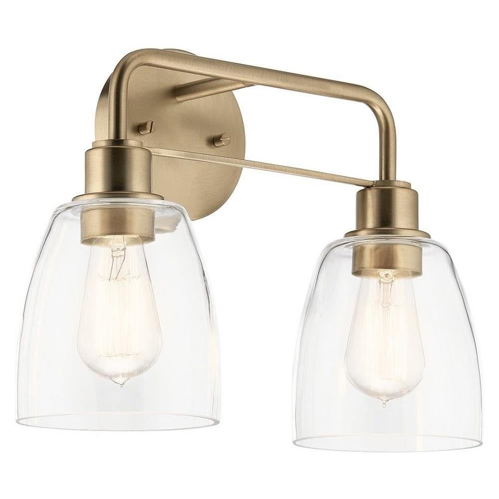 Kichler Meller 15.25 Inch 2 Light Vanity Light with Clear Glass in Champagne Bronze for Bathrooms and Powder Rooms, 11.25