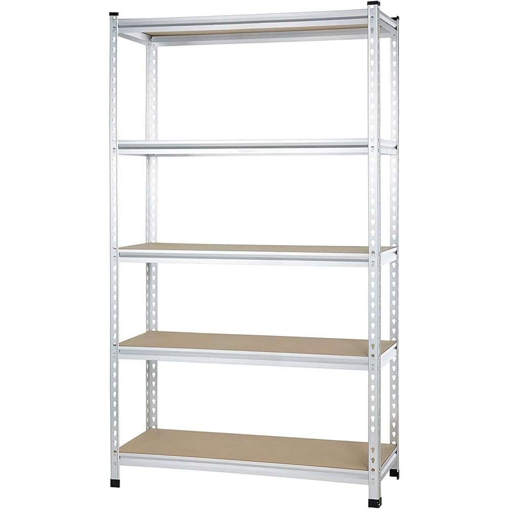 Amazon Basics 5 tier, Medium Duty Storage Shelving Double Post Press Board Shelf, Aluminum, 48 x 18 x 72 : Home & Kitchen