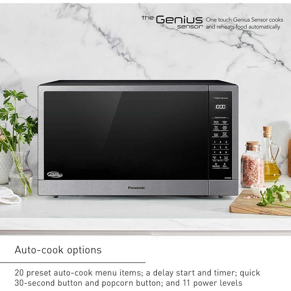 Panasonic NN-SN98JS Microwave Oven Stainless Steel Countertop/Built-In with Inverter Technology and Genius Sensor, 2.2 Cubic Foot