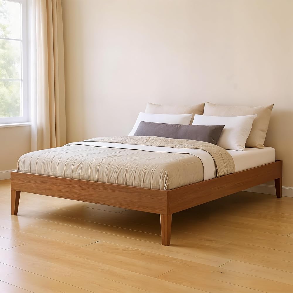 Grain & Grove Bear Platform Bed (Full), Oak Embossed Pecan : Home & Kitchen