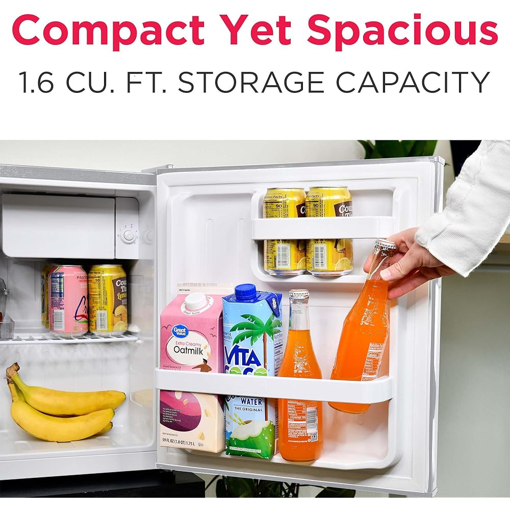 Frigidaire EFR176 Retro Compact Fridge with Chiller Mini Refrigerator with Built-in Bottle Opener for Office, Bedroom, Dorm Room or Cabin, 1.6 cu ft 16