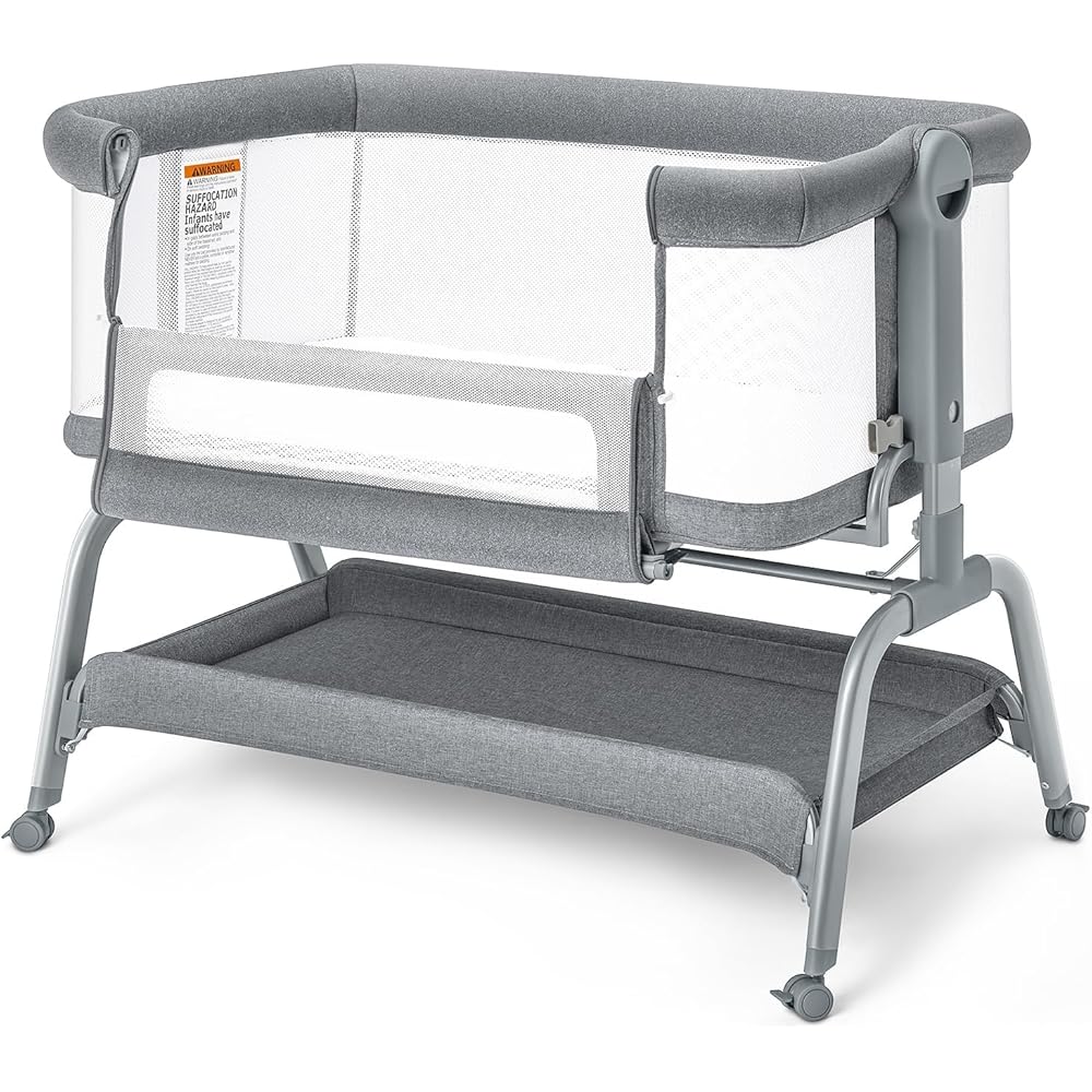 : BabyBond Baby Bassinet, 3 in 1 Bassinet Bedside Sleeper with Washable Soft Mattress and Sheet, 6 Height Adjustable Bedside Crib, 4-Sided Mesh Bedside Bassinet for Baby : Baby