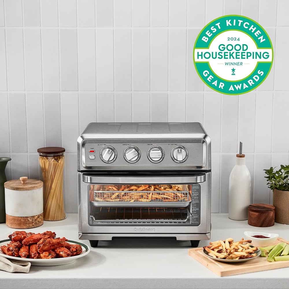 Cuisinart Air Fryer Toaster Oven with Grill, 1800W 8-1 Air Fryer Oven with Bake, Convection Bake, Grill, Broil and Warm Options, Large Capacity, 60-Minute Timer, TOA-70, Stainless Steel : Home & Kitchen