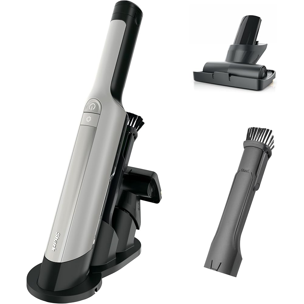 Shark WANDVAC Power PET Cordless Hand Vac, Ultra-Lightweight & Portable with Powerful Suction & Boost Mode, New FurFins Tool & Duster Crevice Tool, Designed for Car & Pet Homes, White, WV410WH