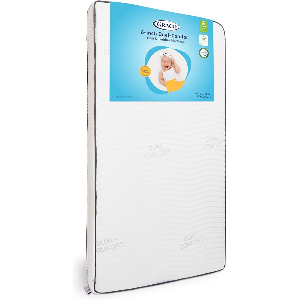 : Graco 6-Inch Dual-Comfort Crib & Toddler Mattress - GREENGUARD Gold, CertiPUR-US Certified Foam, 2-Sided Mattress Fits Crib & Toddler Bed, Waterproof Sleep Surface : Baby