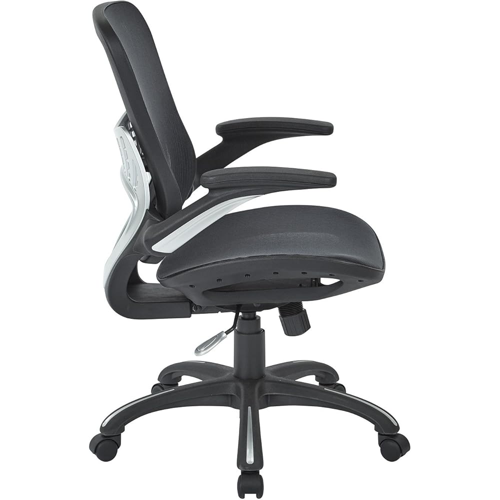 Office Star Ventilated Manager's Office Desk Chair with Breathable Mesh Seat and Back, Black Base, Black : Home & Kitchen