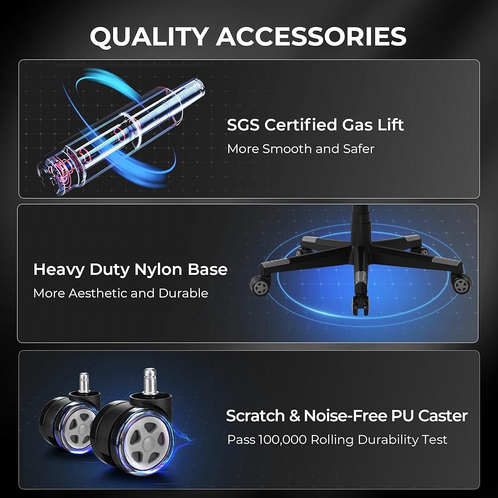 GTPLAYER Gaming Chair with Footrest, Big and Tall Computer Game Chair 350lb Racing Style, Ergonomic High Back Lumbar Support and Recliner, Moon Gray : Home & Kitchen