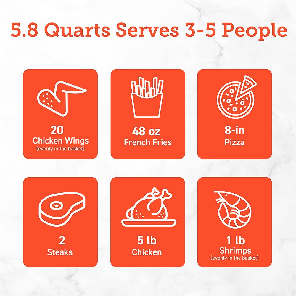 COSORI 12-in-1 Air Fryer 5.8QT, Toast, Bake, Nutrition Facts for 100+ In-App Recipes, AdaptIQ Tech Fast Cook, for Main & Side Dishes, Snacks, Leftovers, Detachable Square Basket, Dishwasher Safe : Home & Kitchen