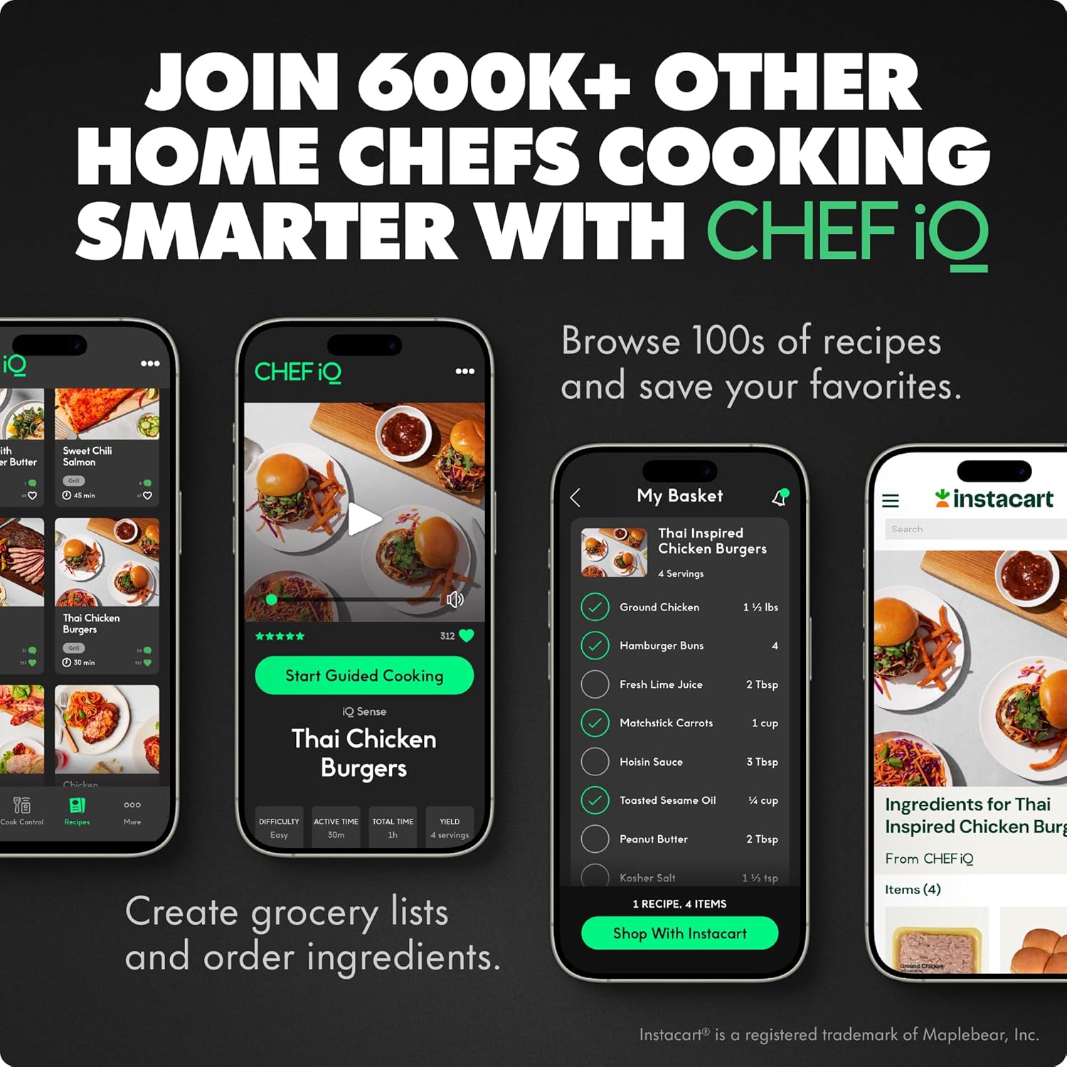 CHEF iQ Sense [2025 Model] | Smart Wireless Meat Thermometer | 3 Ultra-Thin Probes | WiFi Unlimited Range | 1000°F Heat Safe | 5 Sensors | BBQ, Grill, Oven, Smoker, Air Fryer | Gen3: Home & Kitchen
