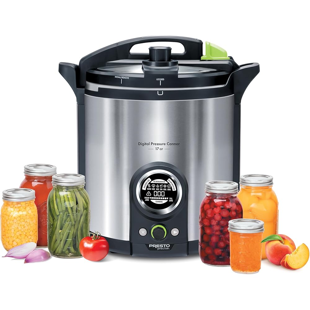 Presto 02152 17-Quart Digital Pressure Canner - Digital Display, Waterbath Capable, 10 Built-In Safety Features, Recipe Book, Stainless Steel: Home & Kitchen
