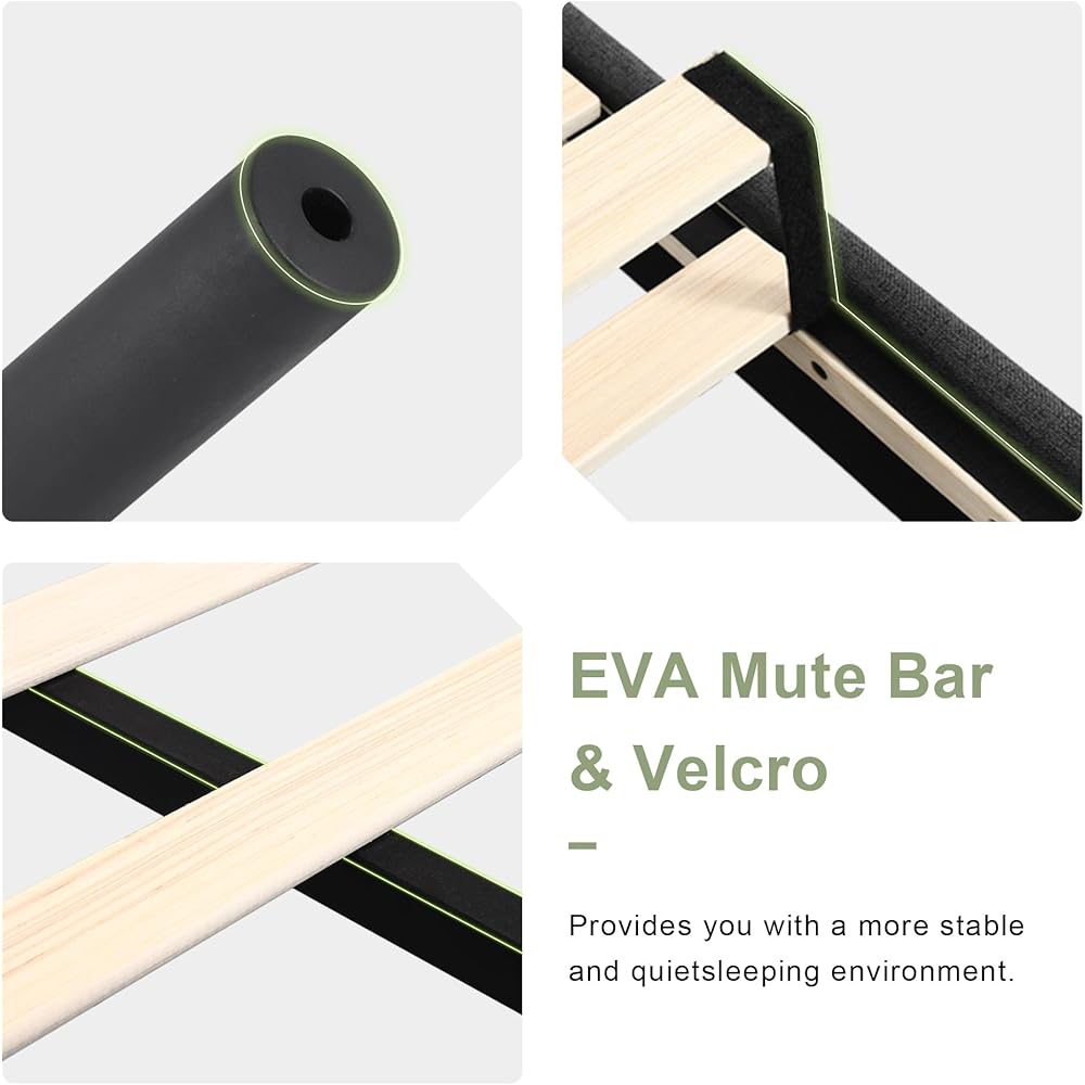 Feonase Queen Bed Frame with Upholstered Wingback Headboard, Platform Bed and Heavy Duty Wooden Slats Support, Easy Assembly, Noise-Free, No Box Spring Needed, Black : Home & Kitchen