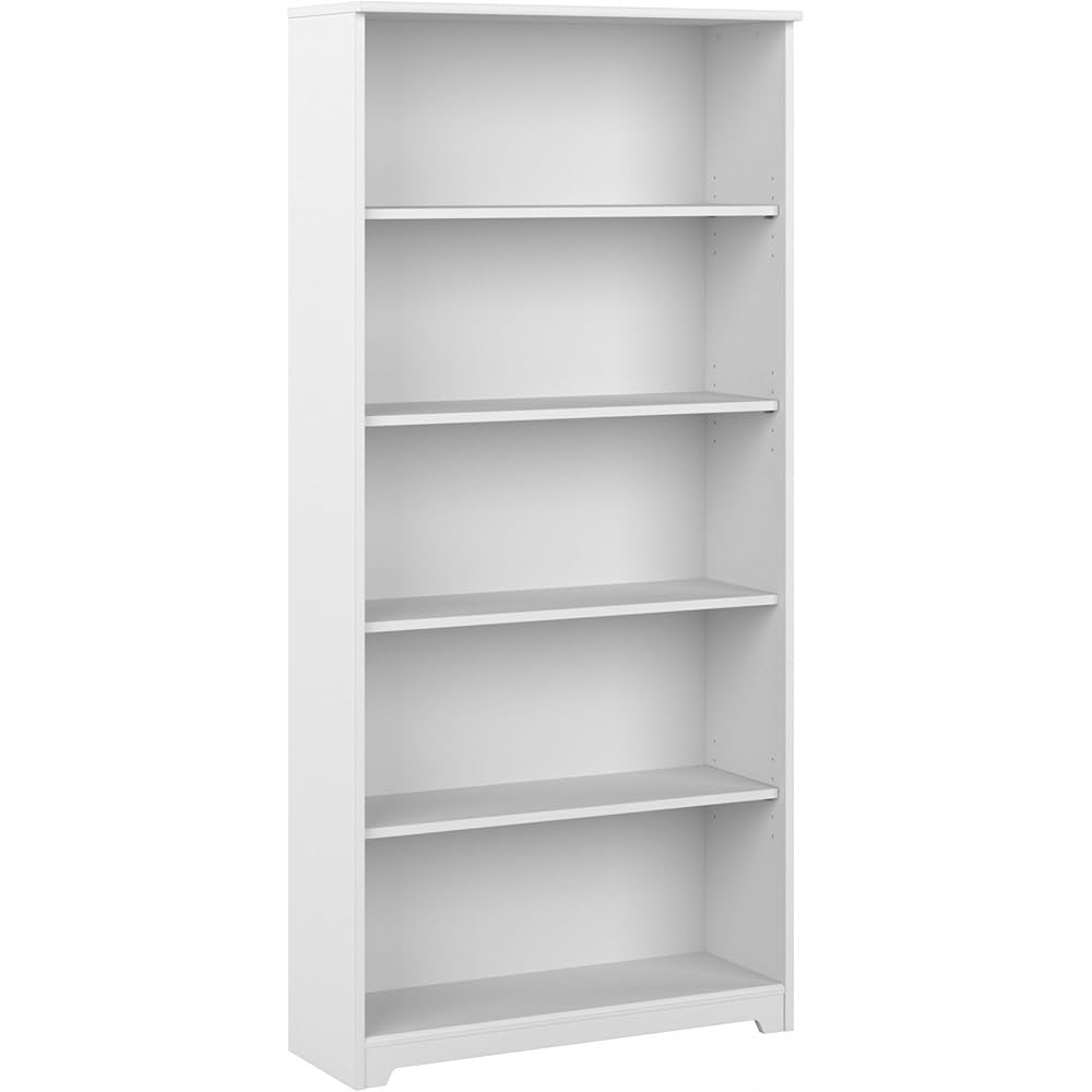 Bush Furniture Tall 5 Shelf Bookcase, Large Open Bookshelf, Sturdy Display Cabinet for Living Room or Home Office, Cabot Collection, White : Home & Kitchen