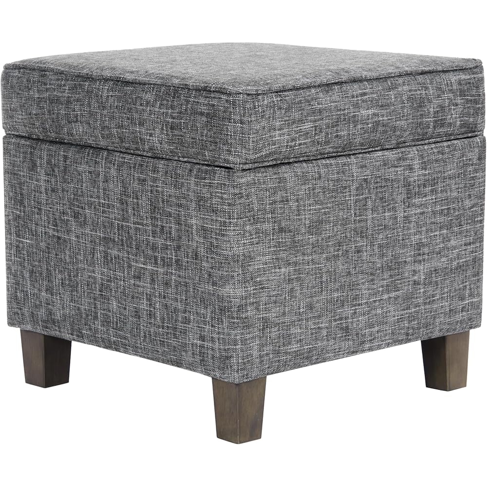 HomePop Home Decor | K7342-F2182 | Classic Square Storage Ottoman with Lift Off Lid | Ottoman with Storage for Living Room & Bedroom, Slate Grey Large : Home & Kitchen