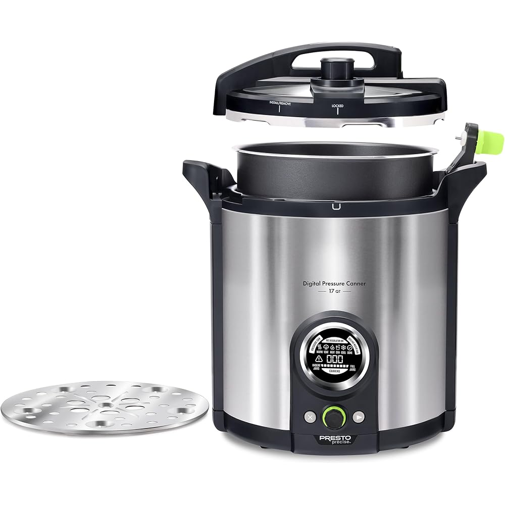 Presto 02152 17-Quart Digital Pressure Canner - Digital Display, Waterbath Capable, 10 Built-In Safety Features, Recipe Book, Stainless Steel: Home & Kitchen
