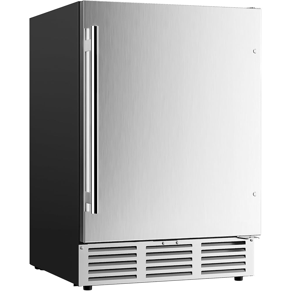 EUHOMY 24 Inch Beverage Refrigerator, Built-in and Freestanding Beverage Cooler 180 Can, Under Counter Beverage Fridge with Stainless Steel Door, Outdoor Refrigerator for Soda, Beer, Wine : Appliances