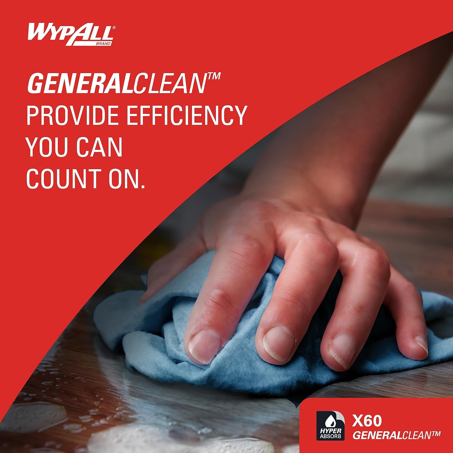 WypAll GeneralClean X60 Cloths Multi-Task Cleaning Wipes, Jumbo (34965), Strong and Absorbent Towels, Blue (1 Roll of 1,100 Sheets, 1,100 Sheet Total) : Health & Household