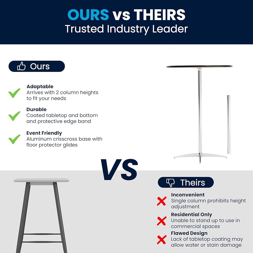 Flash Furniture Lars 30'' Round Wood Cocktail Table with 30'' and 42'' Columns, Adjustable Wood Bar Height Table for Events or Home Use, Natural : Flash Furniture: Home & Kitchen