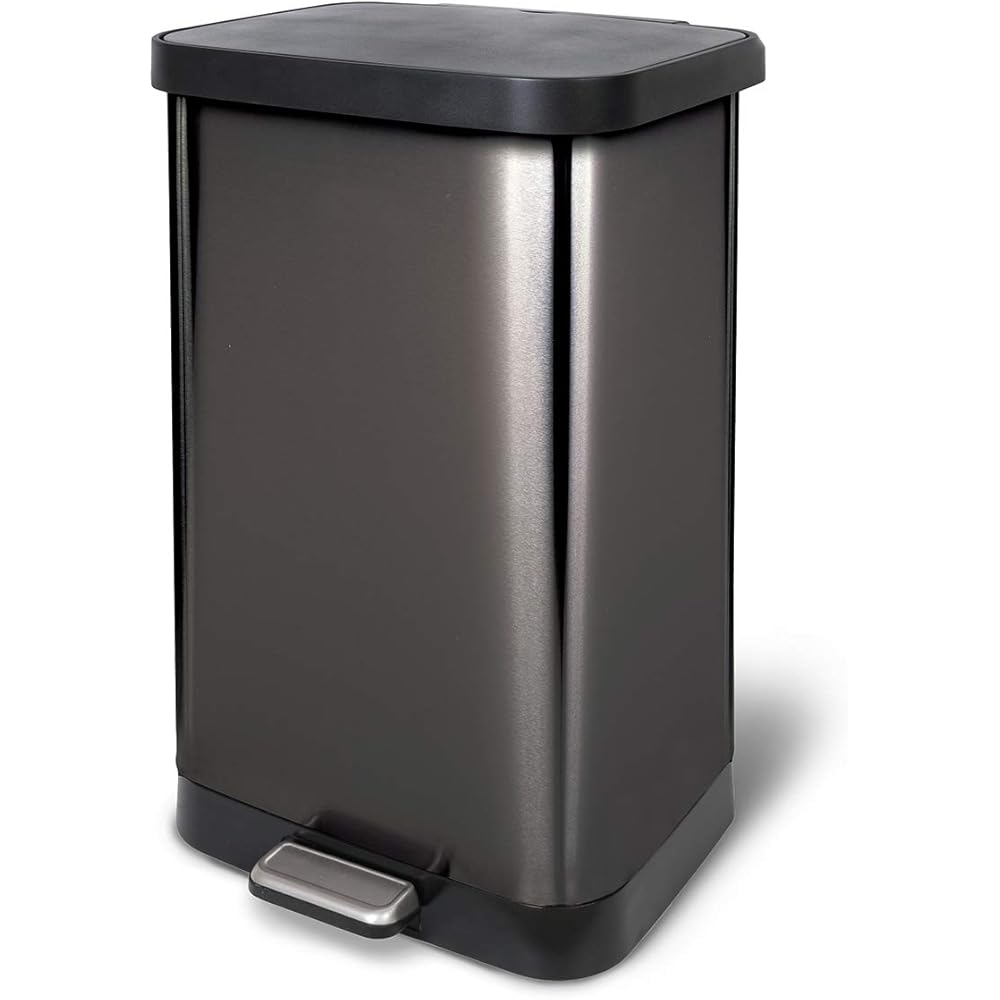 Glad 20 Gallon / 75.5 Liter Extra Capacity Stainless Steel Step Trash Can with CloroxTM Odor Protection, Pewter : Home & Kitchen