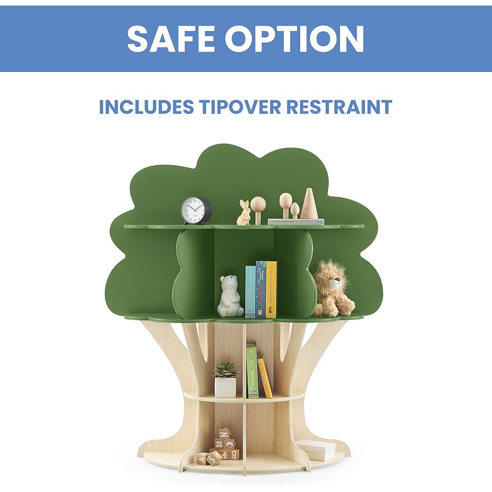 Delta Children Tree Bookcase - Greenguard Gold Certified, Fern Green/Crafted Natural : Home & Kitchen