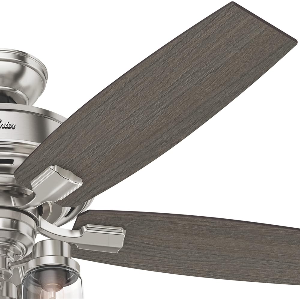 Hunter Fan Company, 54190, 52 inch Bennett Brushed Nickel Ceiling Fan with LED Light Kit and Handheld Remote