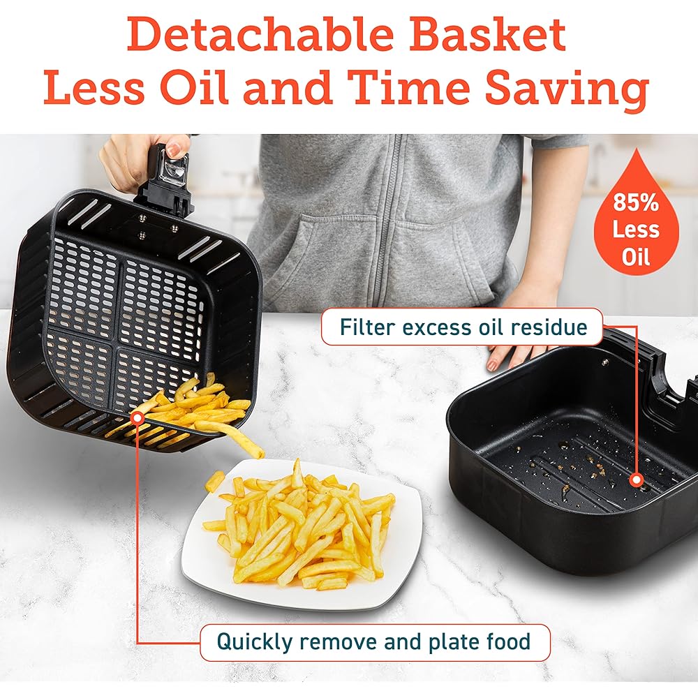 COSORI 12-in-1 Air Fryer 5.8QT, Toast, Bake, Nutrition Facts for 100+ In-App Recipes, AdaptIQ Tech Fast Cook, for Main & Side Dishes, Snacks, Leftovers, Detachable Square Basket, Dishwasher Safe : Home & Kitchen