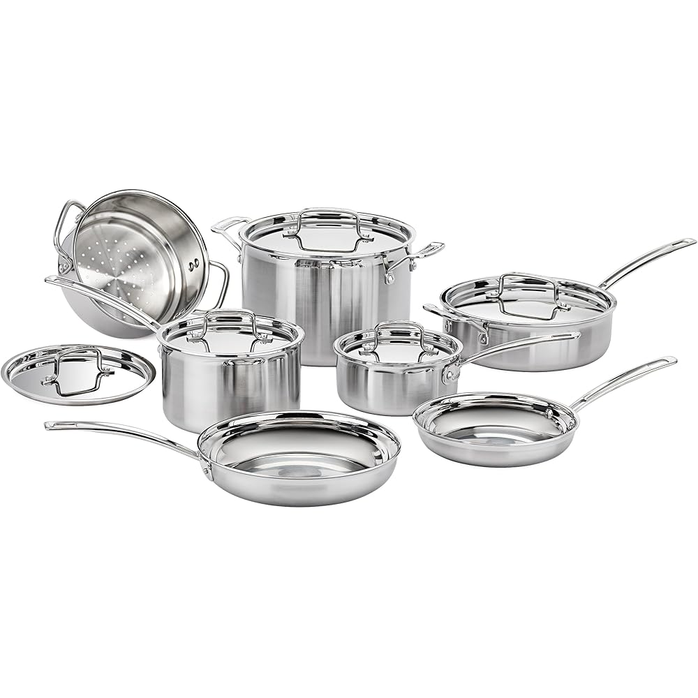 Cuisinart 12 Piece Cookware Set, MultiClad Pro Triple Ply, Silver, MCP-12N: Pots And Pans: Home & Kitchen