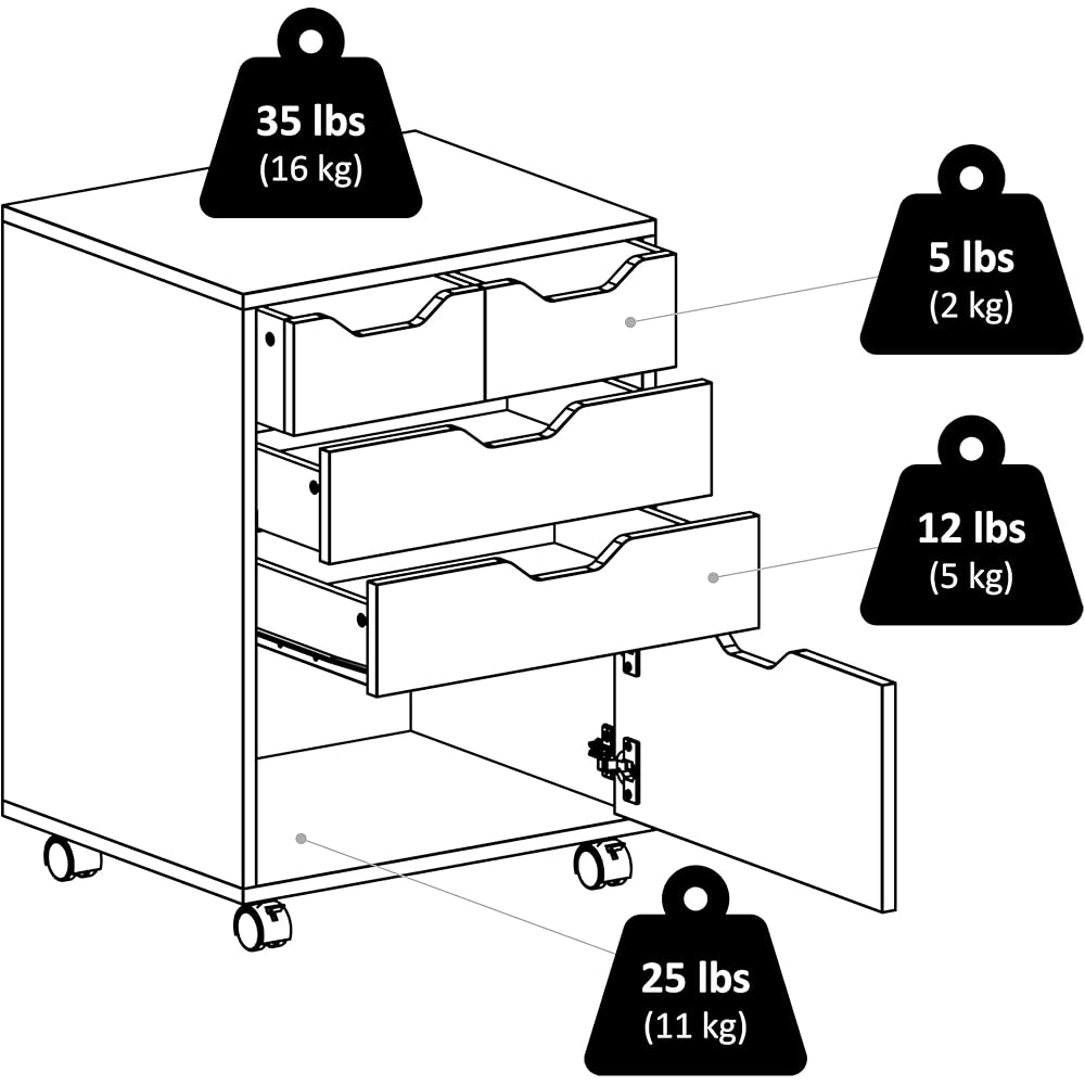 Winsome Halifax Bins & Drawers Mobile Cabinet, for Home Office, Black : Home & Kitchen