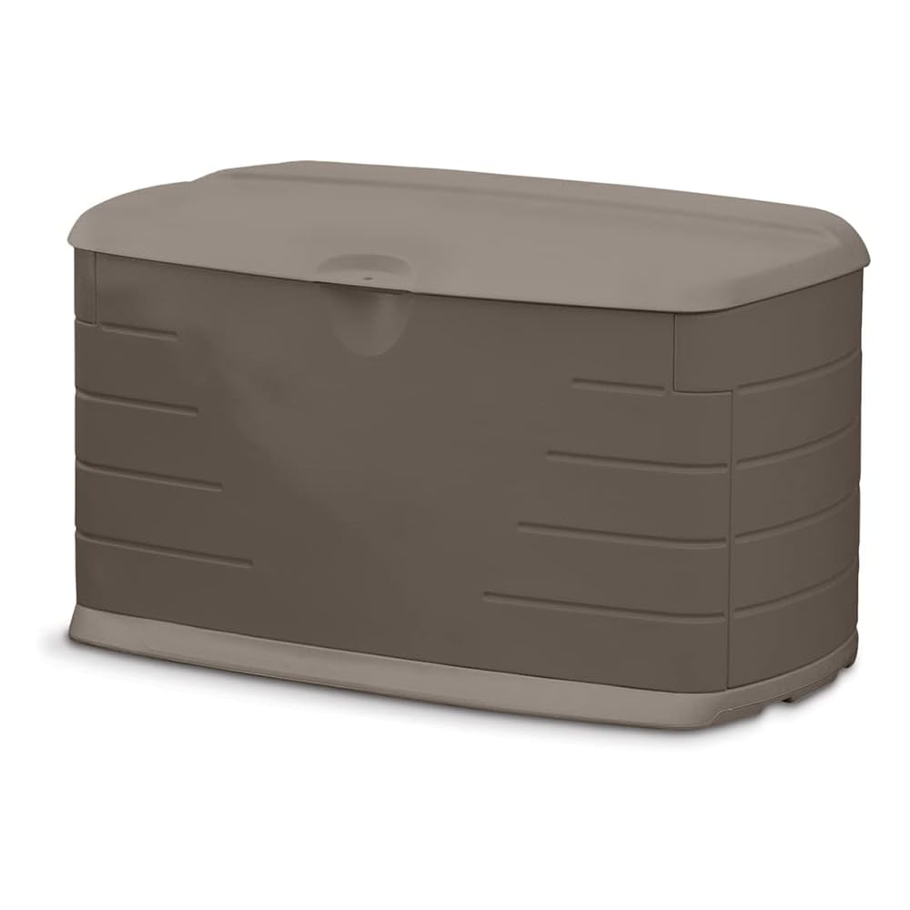 : Rubbermaid Medium Resin Outdoor Storage Deck Box (73 Gal), Weather Resistant, Brown, Deck Organization for Home/Backyard/Pool Chemicals/Toys/Garden Tools/Porch/Patio Cushions : Outside Toy Box : Patio, Lawn & Garden