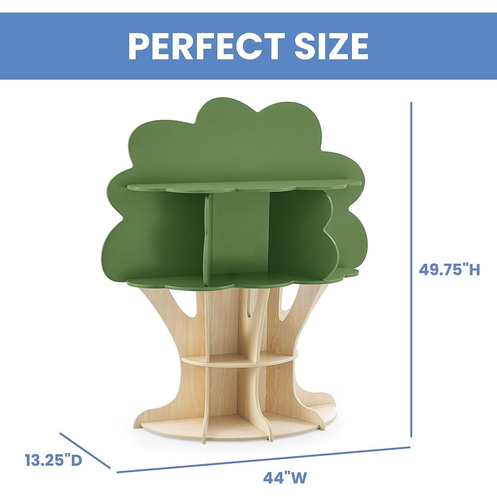 Delta Children Tree Bookcase - Greenguard Gold Certified, Fern Green/Crafted Natural : Home & Kitchen