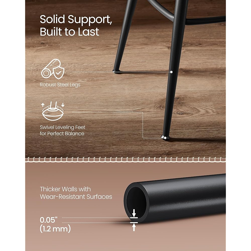 VASAGLE EKHO Collection - Bar Stools Set of 2, Swivel Bar Height Bar Stools with Back, Synthetic Leather with Stitching, Mid-Century Modern, 30-Inch Tall Barstools for Kitchen Home Bar, Caramel Brown : Home & Kitchen