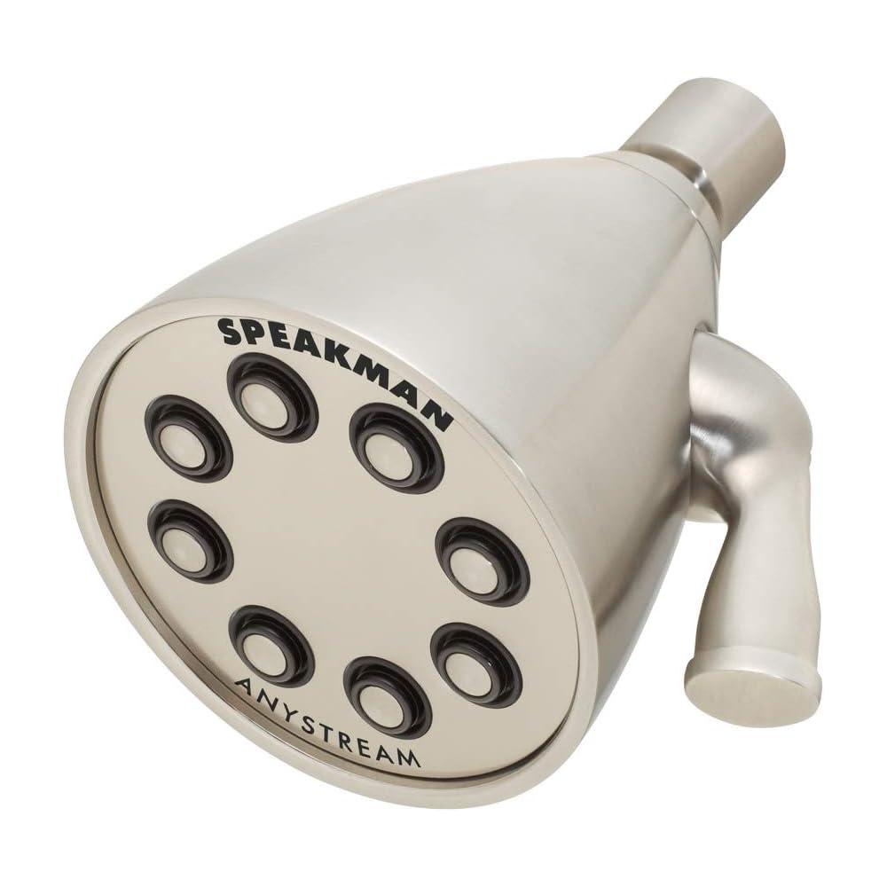 Speakman S-2251-BN Signature Icon Anystream High Pressure Adjustable Solid Brass Shower Head, Brushed Nickel - Fixed Showerheads -