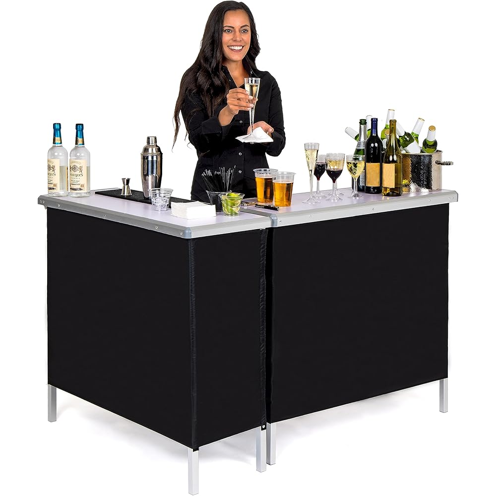 GoBar Portable Double Bar Table Set - Mobile Bartender Station for Events - Includes Carrying Case - Standard or LED : Home & Kitchen