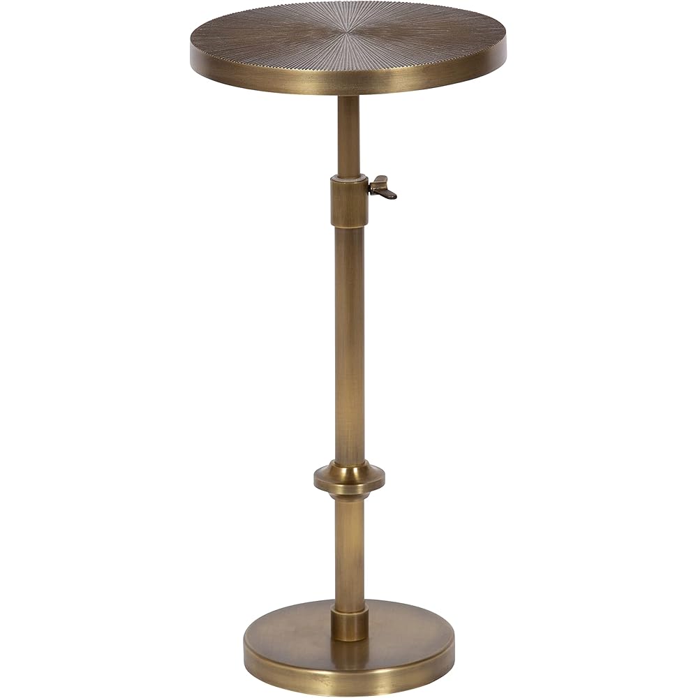 Kate and Laurel Engles Traditional Adjustable-Height Pedestal Drink Table; 10 x 10 x 30; Antique Brass; Vintage Round Indoor Metal Plant Stand with Embossed Sunburst Pattern : Home & Kitchen
