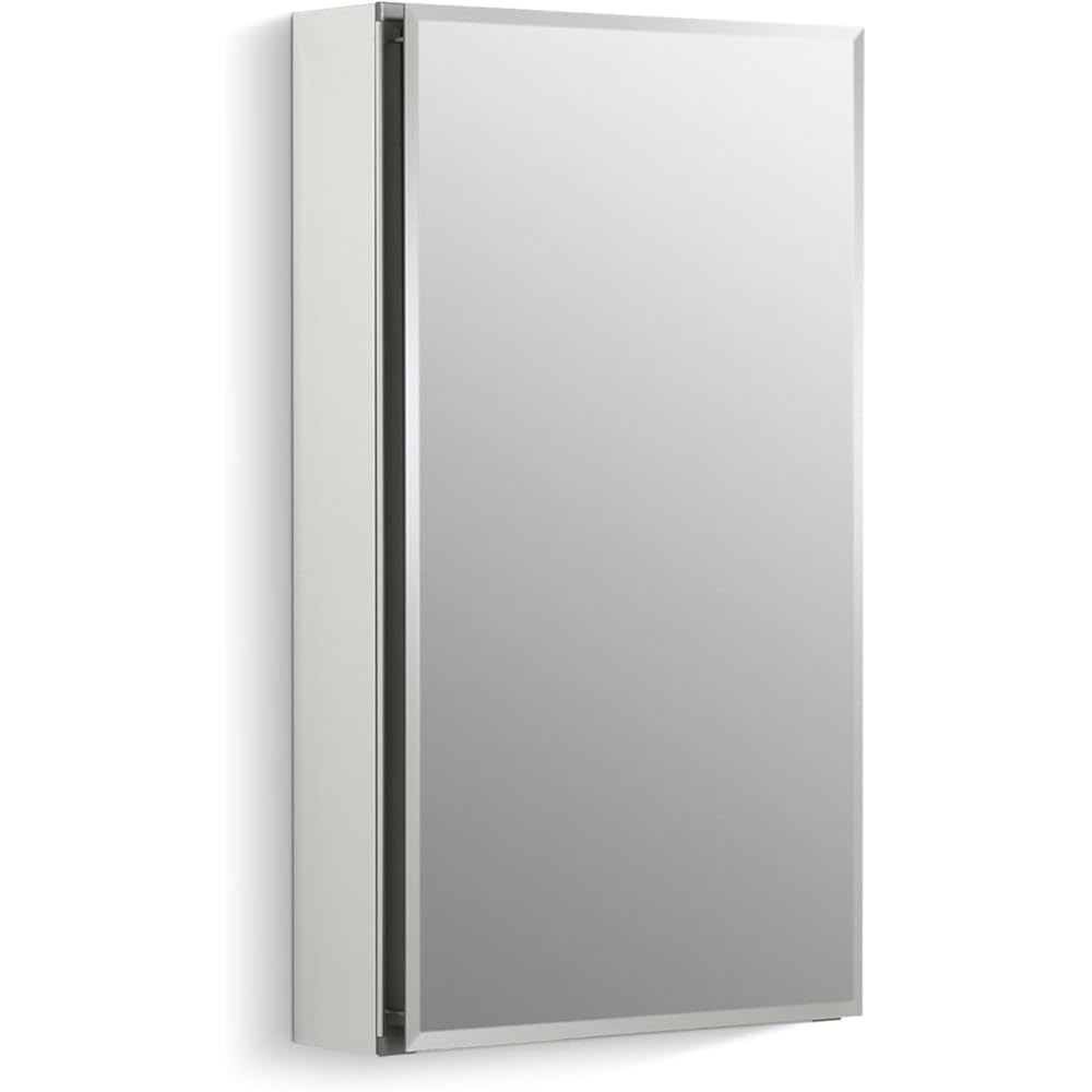 KOHLER K-CB-CLC1526FS Beveled Medicine Cabinet with Mirror Door & Adjustable Shelves, Rectangular Beveled Edge Frame, 15