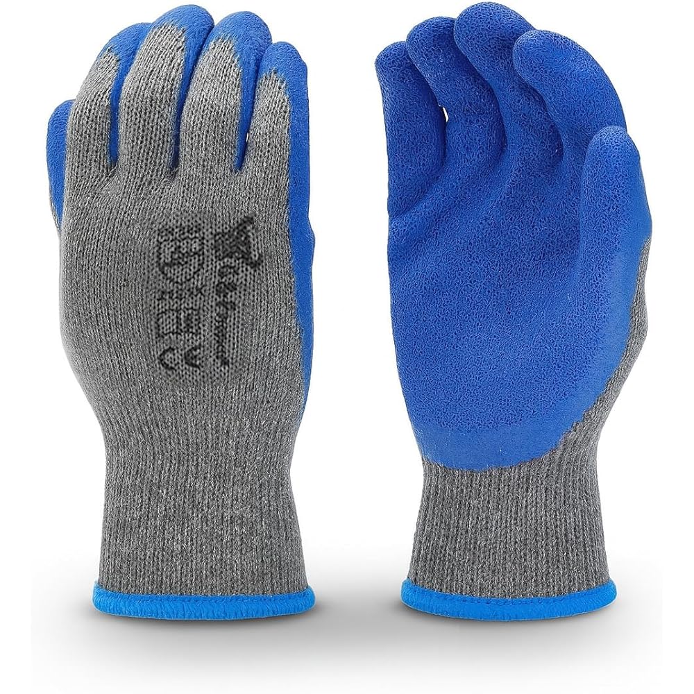 G & F Products - 3100-10 120 Pairs Large Rubber Latex Double Coated Work Gloves for Construction, gardening gloves, heavy duty Cotton Blend Blue - Work Gloves -
