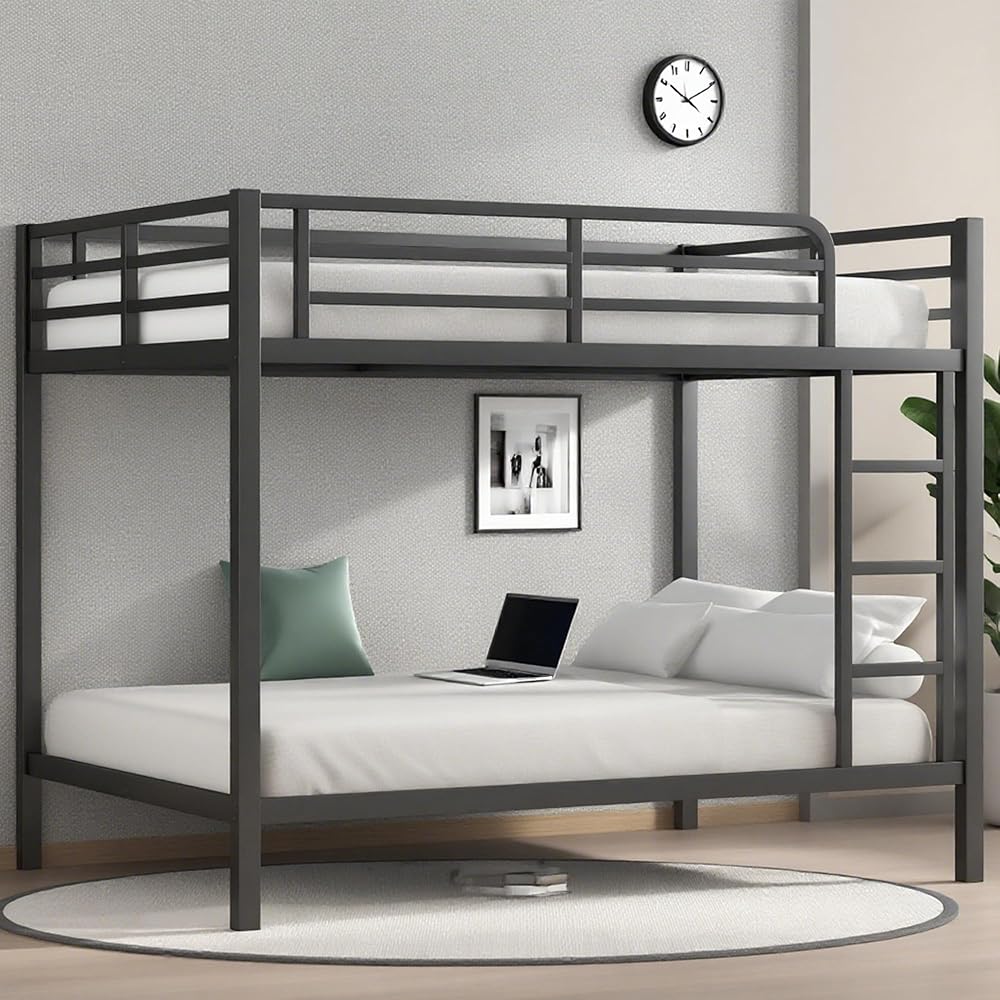 Metal Full Over Full Bunk Bed for Kids,Heavy Duty Adults Bunk Beds with Guardrail & Ladders,Full Size Bunk Beds for Teens,Adults,Black : Home & Kitchen