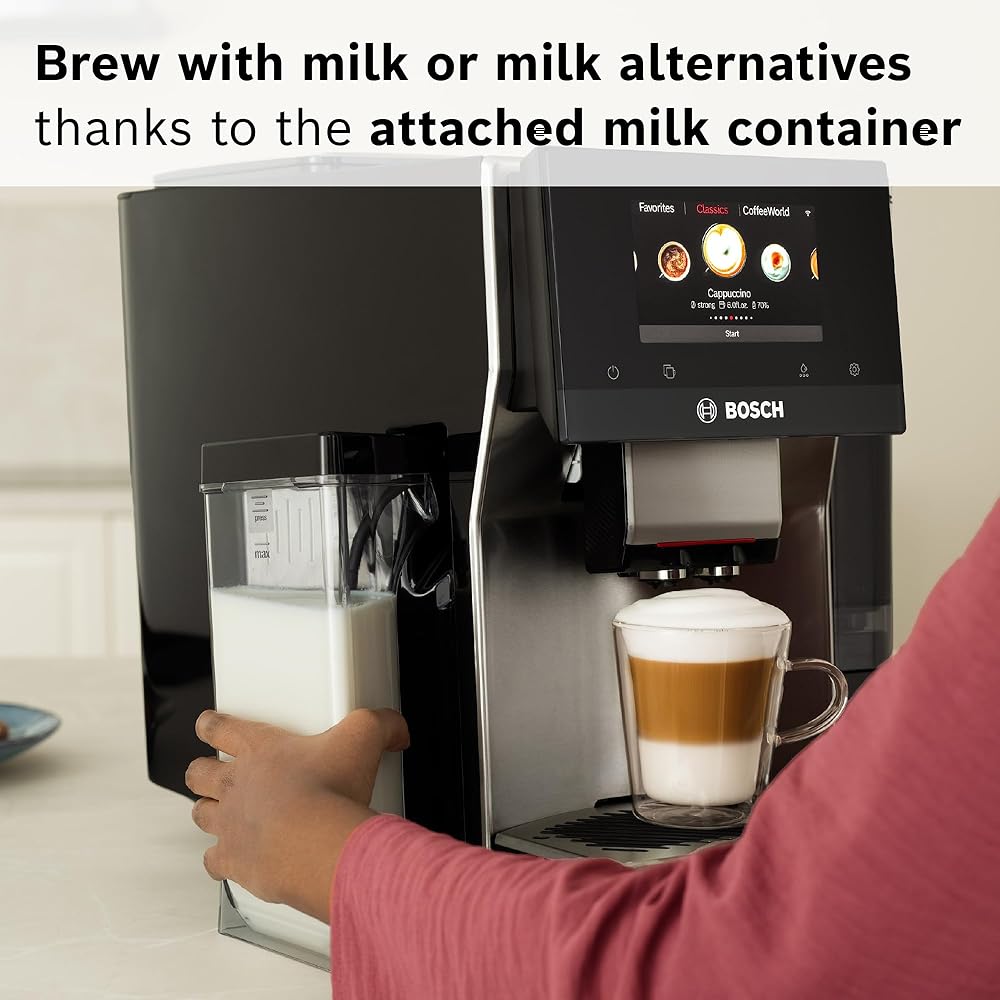 Bosch 800 Series Fully Automatic Espresso and Coffee Machine – 36 Drinks with Coffee World, Cold Brew, Double Cup, Integrated Milk Container, Smart Features, in Silver TQU60307: Home & Kitchen