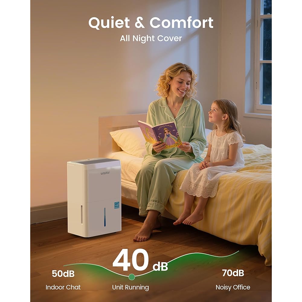 - Waykar 120 Pint Energy Star Dehumidifier for Home, Basement, Large Rooms up to 6,000 Sq. Ft. - Auto Defrost, Ultra Quiet(40 dB), Auto Comfort Mode, with Drain Hose & Water Tank