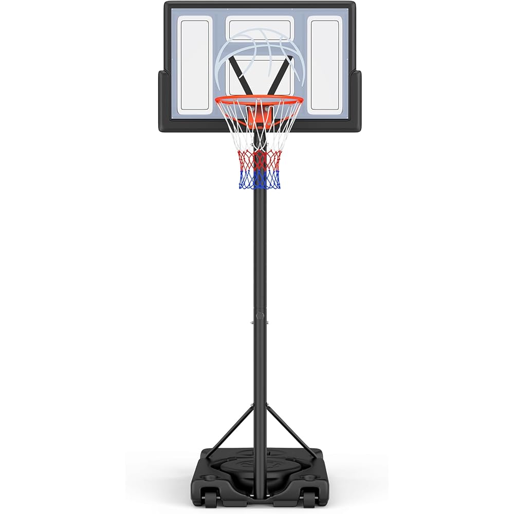 Yohood Basketball Hoop Outdoor 10ft Adjustable, Portable Basketball Hoop Goal System for Kids Youth and Adults in Backyard/Driveway/Indoor, 44 Inch Shatterproof Backboard and Larger Base : Sports & Outdoors