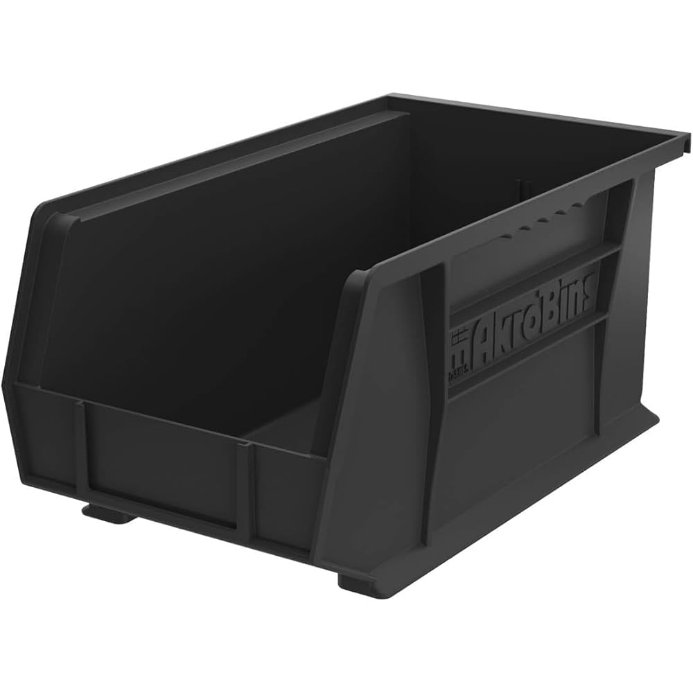 Akro-Mils AkroBins 30240 Plastic Hanging Stackable Storage Organizer Bin, 15-Inch x 8-Inch x 7-Inch, Black, 12-Pack : Home & Kitchen