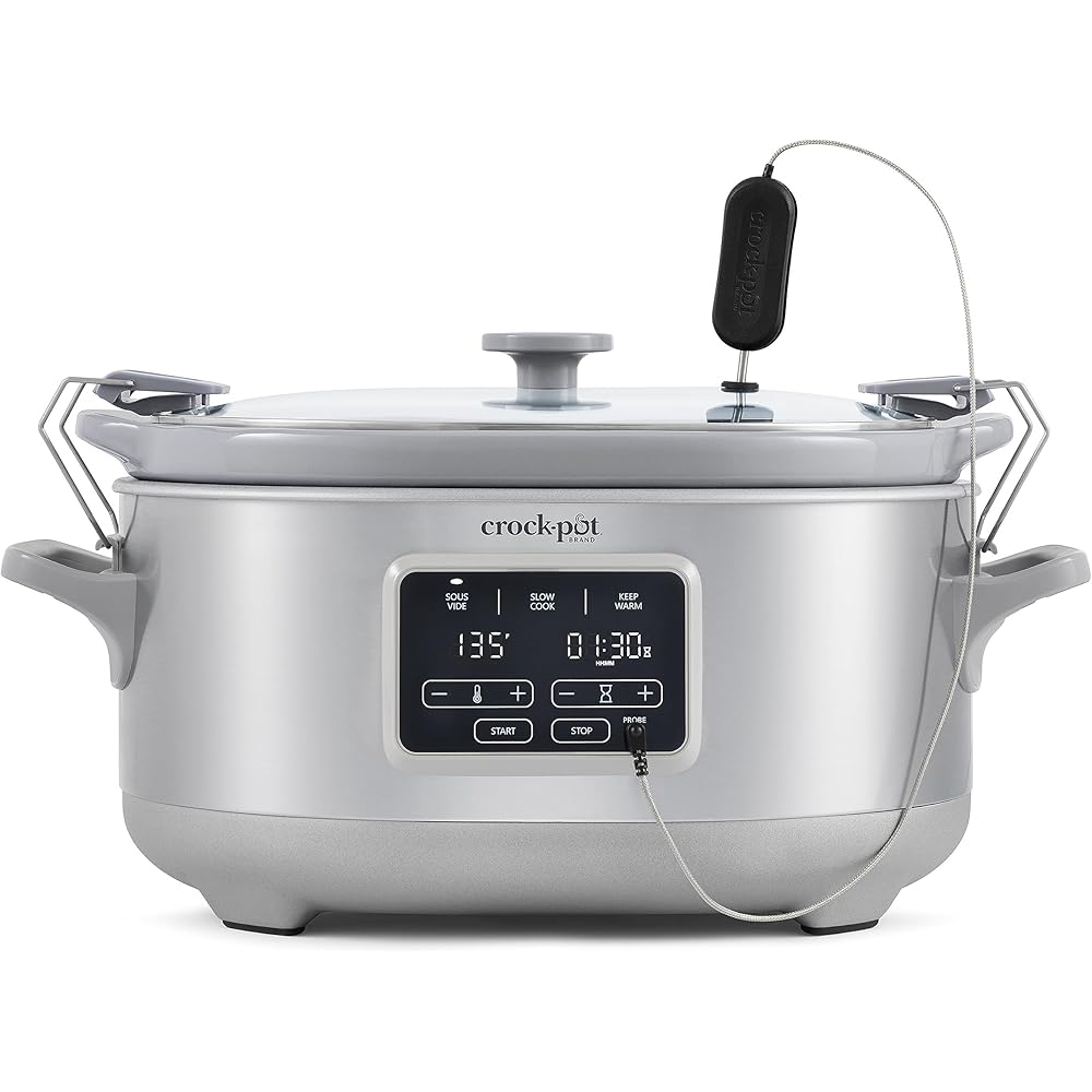 Crockpot Programmable 7-Quart Cook & Carry Slow Cooker with Sous Vide Stainless Steel: Home & Kitchen