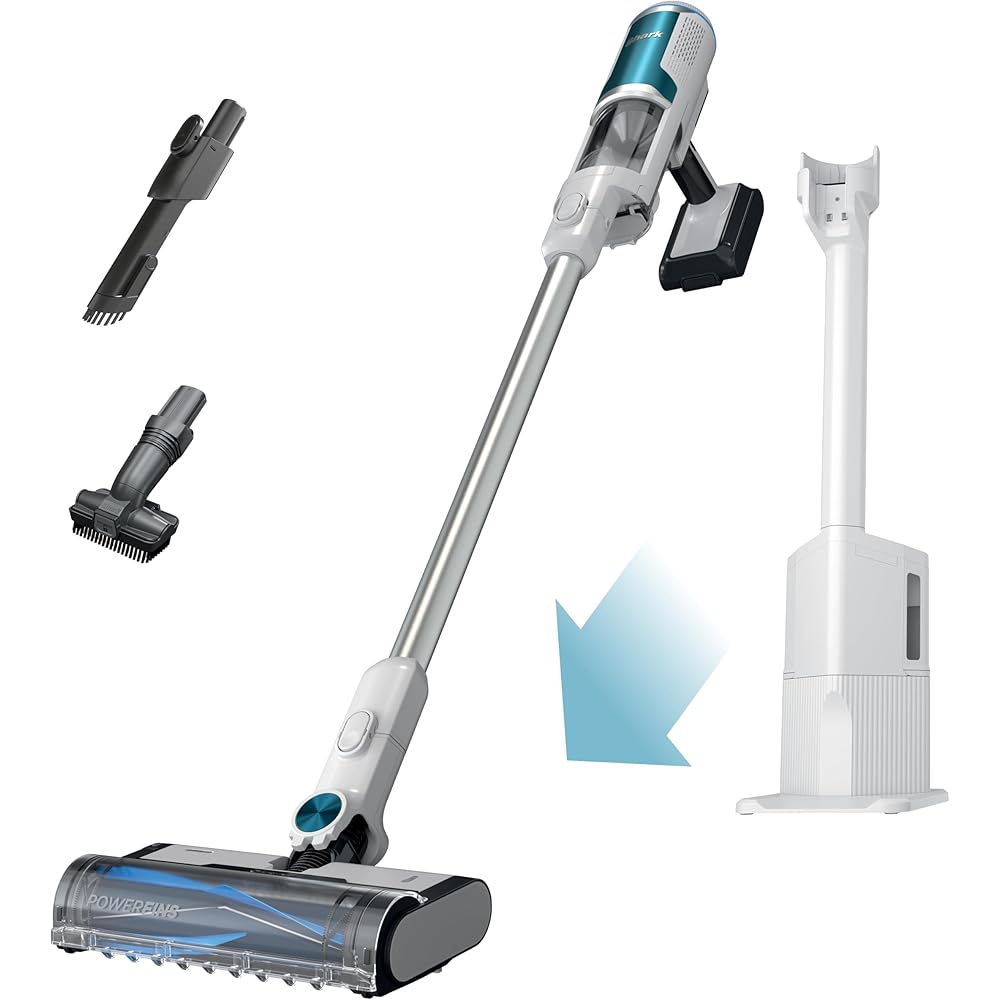 - Shark Clean & Empty Cordless Stick Vacuum – Lightweight Cordless with HEPA Filter, Portable, Rechargeable, Auto-Empty System, Stick Vacuum for Pet Hair, Carpets & Hardfloor, White, BU3521