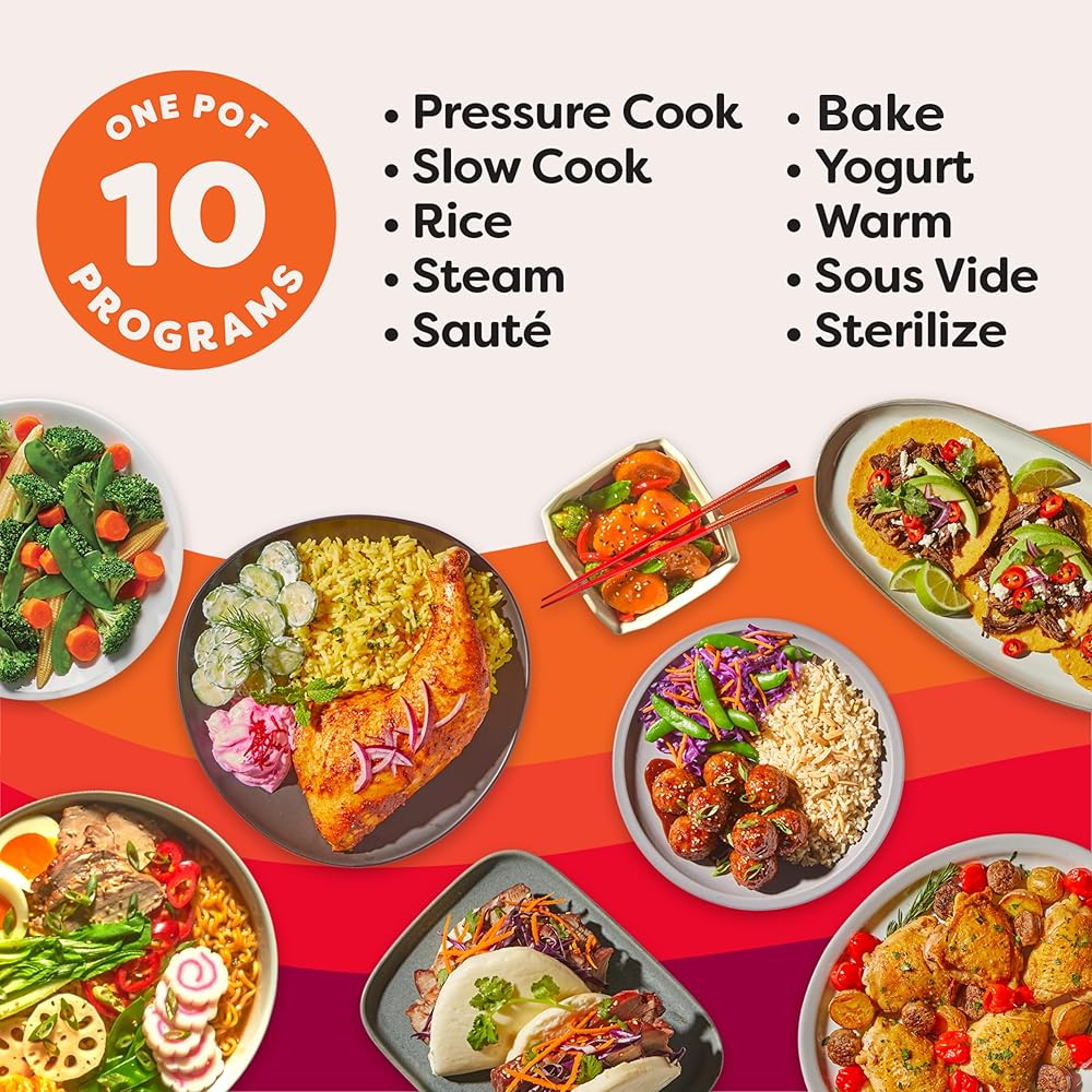 Instant Pot Pro (8 QT) 10-in-1 Pressure Cooker, Slow Cooker, Rice/Grain Cooker, Steamer, Sauté, Sous Vide, Yogurt Maker, Sterilizer, and Warmer, Includes App With Over 800 Recipes, Black: Home & Kitchen