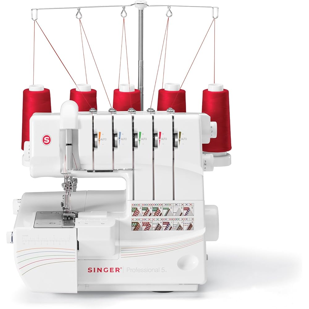 SINGER Professional 14T968DC Heavy-Duty Metal Frame Serger Overlock and Accessory Kit with 2-3-4-5 Stitch Capability, Removeable Trim Trap, 1300 Stitches per minute, & Self Adjusting, White : Arts, Crafts & Sewing